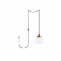 Cling Lyle 1 Light Brass & Clear Seeded Glass Plug-In Pendant CL2960191